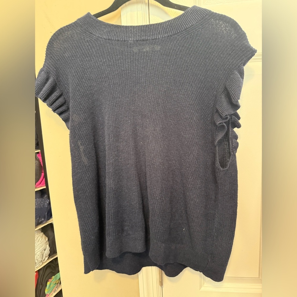 Boden Navy Blue Knit Sweater with flutter sleeves